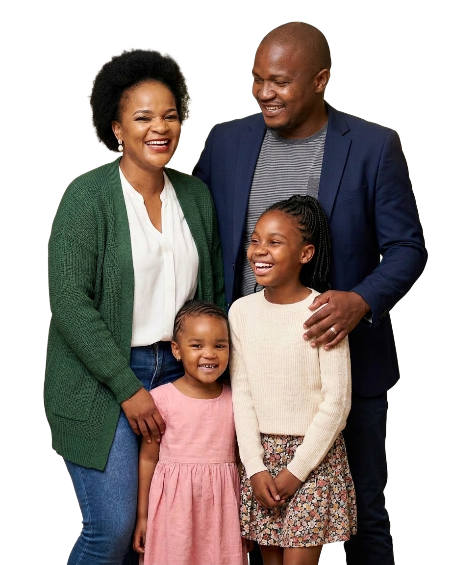 Happy South African family after exiting debt review